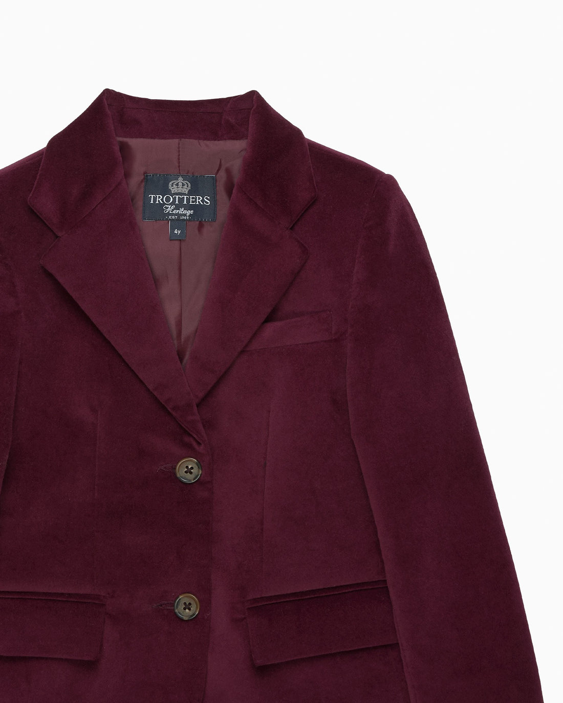 Trotters Heritage Blazer Hamish Velvet Blazer in Claret