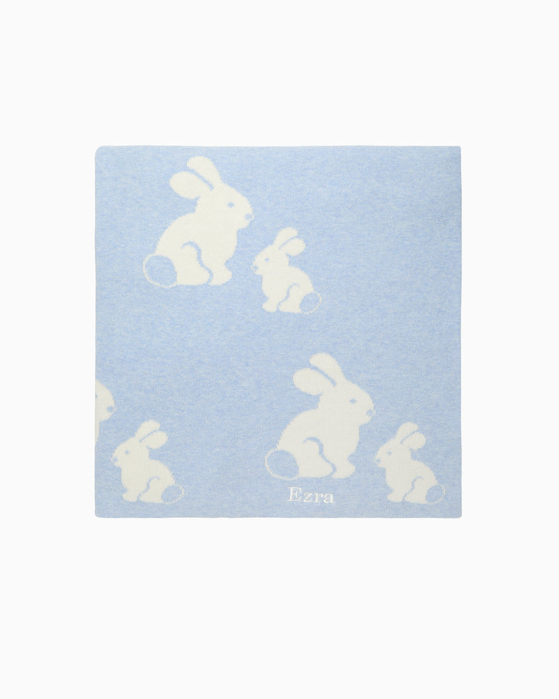 Lapinou Blanket Knitted Bunny Blanket in Pale Blue