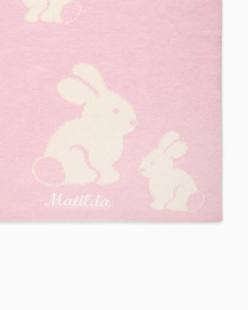 Lapinou Blanket Knitted Bunny Blanket in Pale Pink
