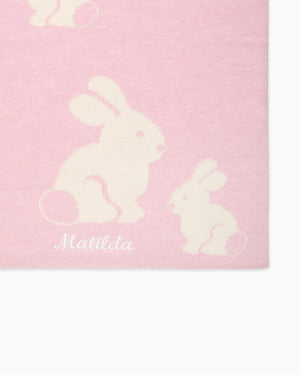 Lapinou Blanket Knitted Bunny Blanket in Pale Pink
