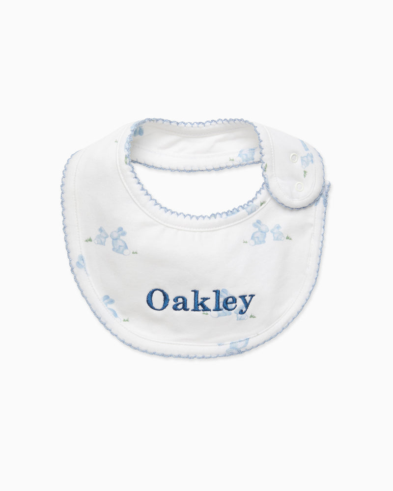 Lapinou Bib Baby Bib in Pale Blue Bunny