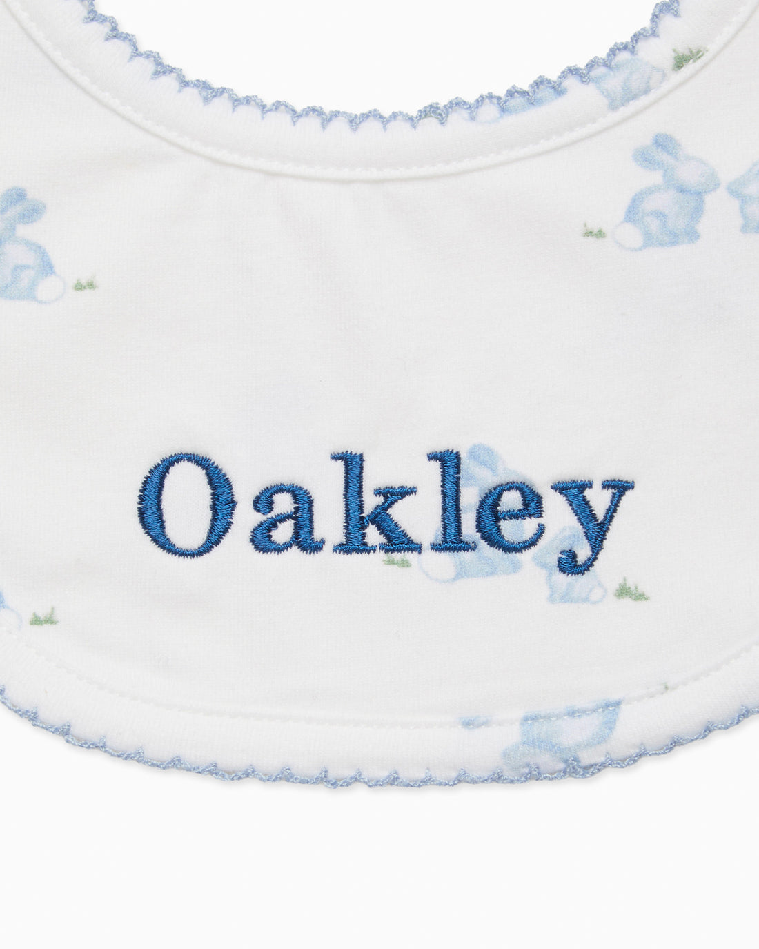 Lapinou Bib Baby Bib in Pale Blue Bunny