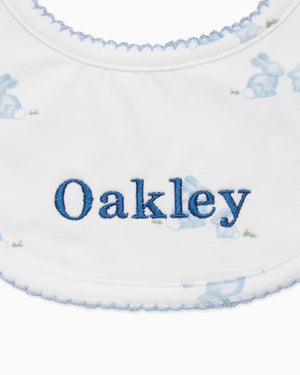 Lapinou Bib Baby Bib in Pale Blue Bunny