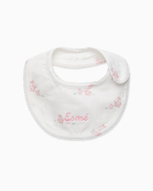Lapinou Bib Baby Bib in Pale Pink Bunny