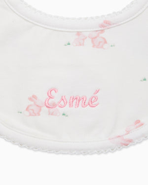 Lapinou Bib Baby Bib In Pale Pink Bunny