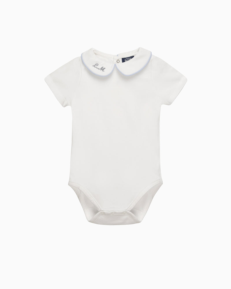 Chelsea Clothing Company Body Baby Short-Sleeved Milo Body in White/Blue