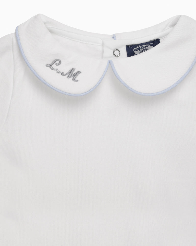 Chelsea Clothing Company Body Baby Short-Sleeved Milo Body in White/Blue