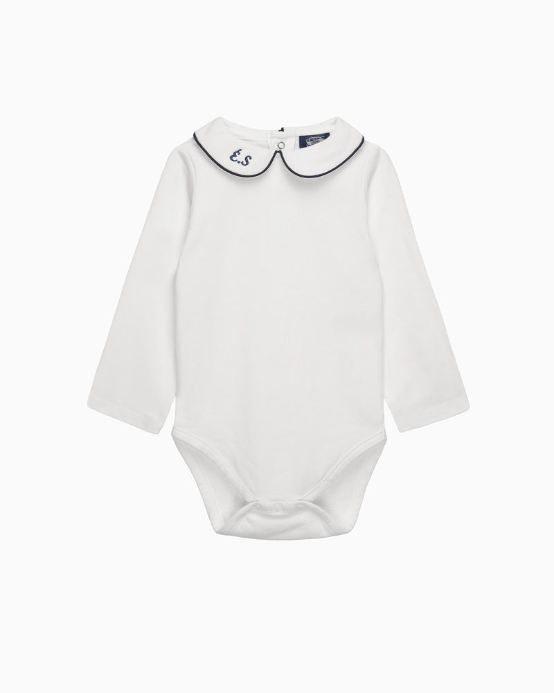 Chelsea Clothing Company Body Baby Long-Sleeved Milo Body in White/Navy