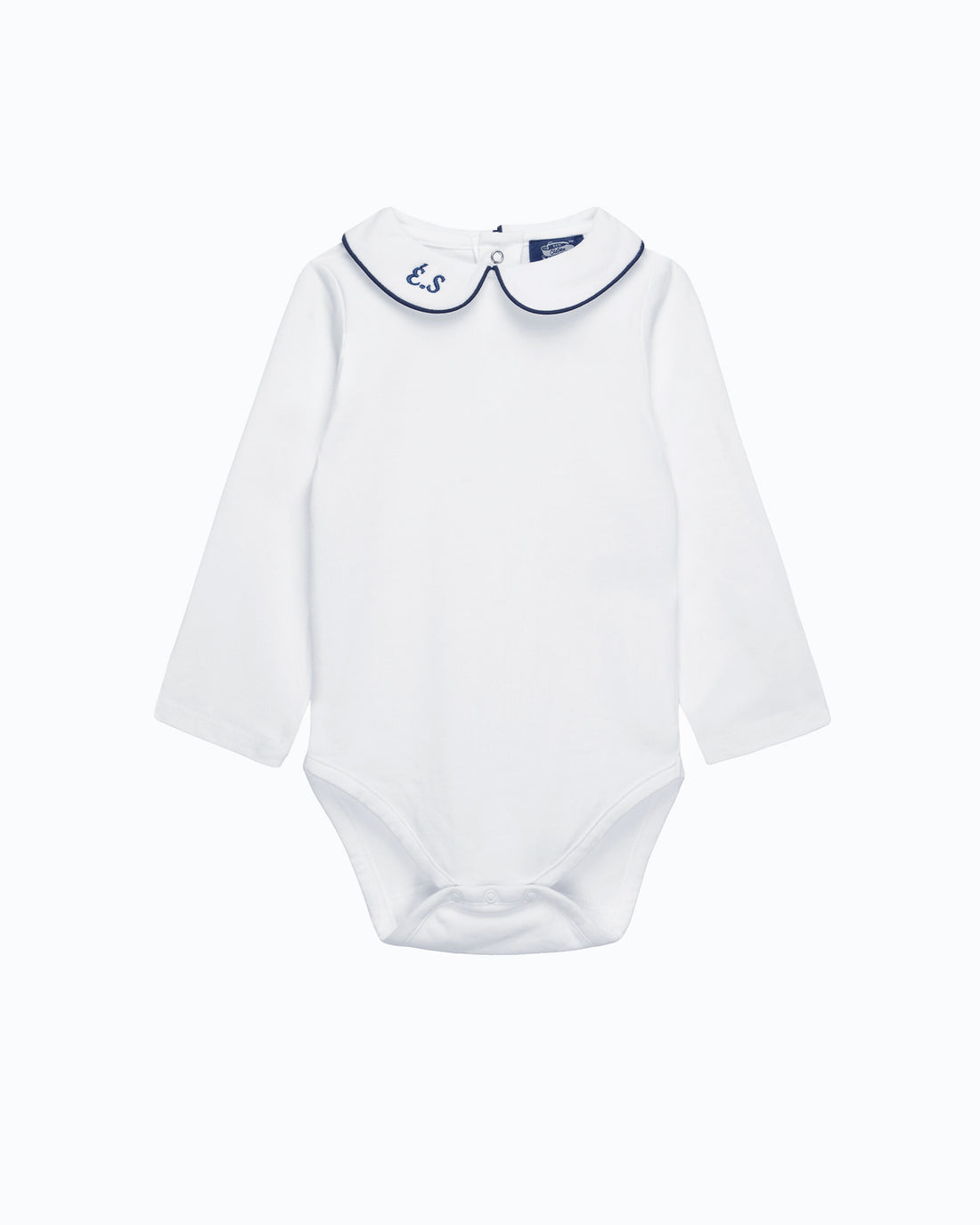 Chelsea Clothing Company Body Baby Long-Sleeved Milo Body in White/Navy