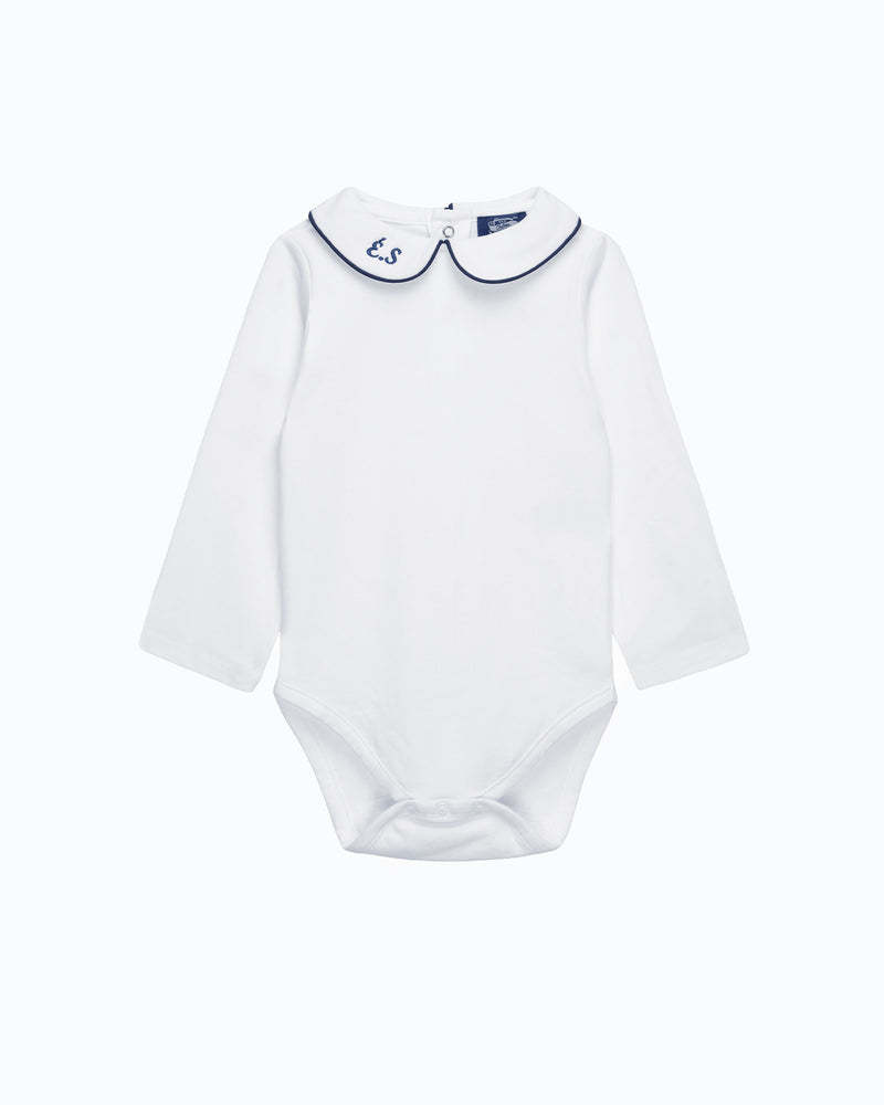 Chelsea Clothing Company Body Baby Long-Sleeved Milo Body in White/Navy