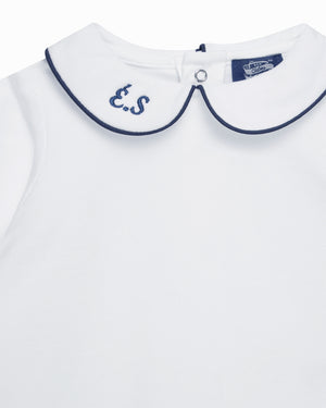 Thomas Brown Body Little Long Sleeved Milo Body in White/Navy