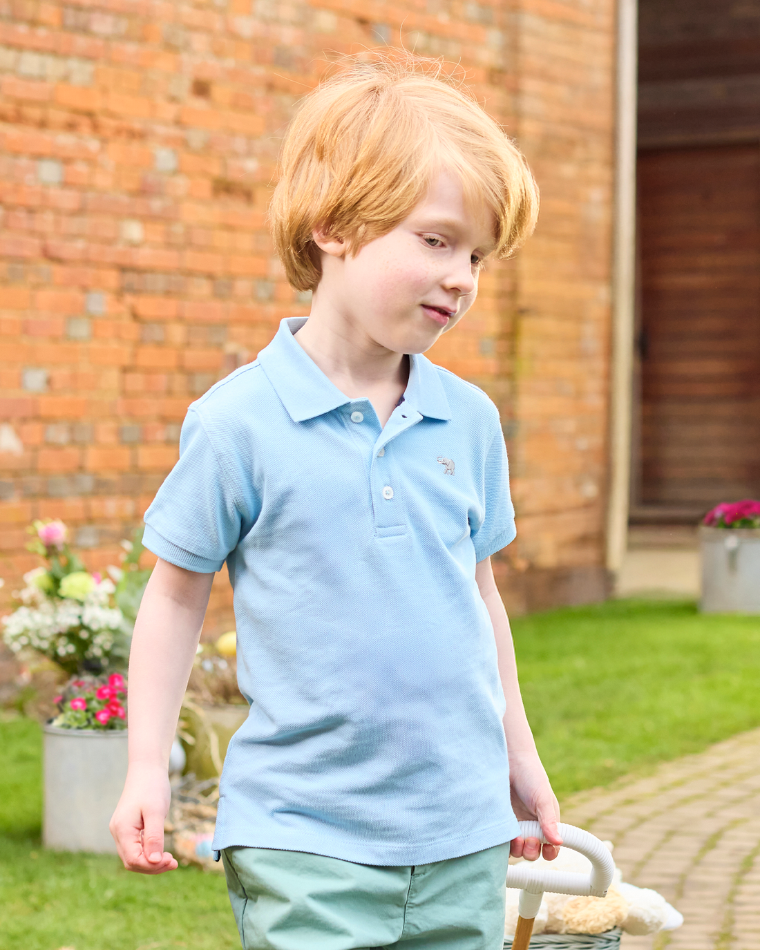 Thomas Brown Polo Harry Piqué Polo in Pale Blue