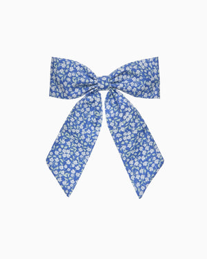 Lily Rose Scrunchie Extra Large Bow Hair Bow Pony in Miniature Blue Floral