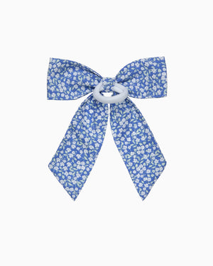 Lily Rose Scrunchie Extra Large Bow Hair Bow Pony in Miniature Blue Floral