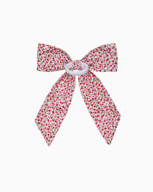 Lily Rose Scrunchie Extra Large Bow Hair Bow Pony in Red Cherry Floral