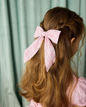 Lily Rose Clip Extra Large Bow Hair Clip in Pink Floral
