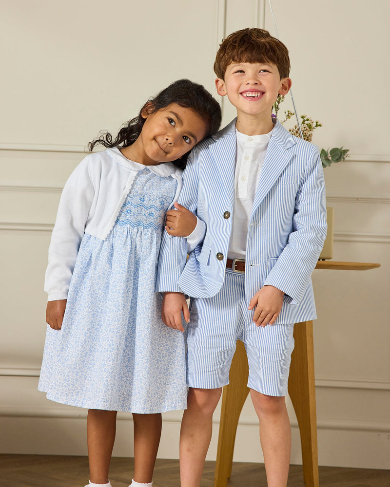 Trotters Heritage Blazer Sebastian Blazer in Pale Blue Stripe