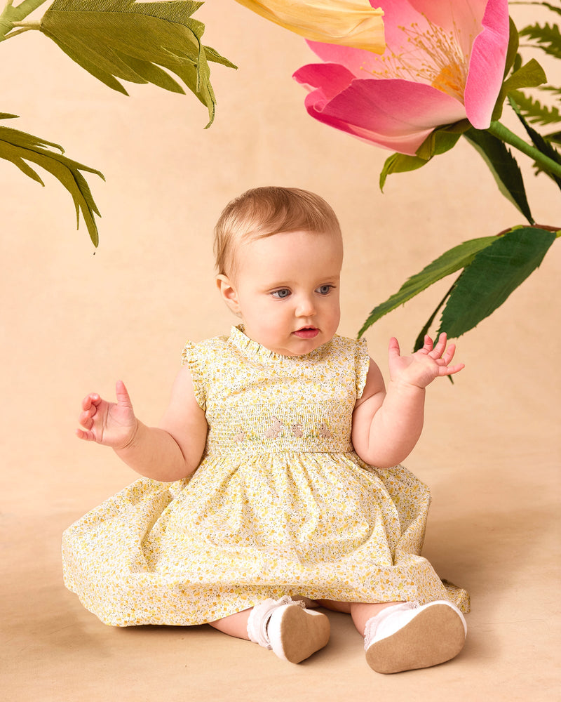 Confiture Dress Baby Bunny Smocked Dress in Yellow