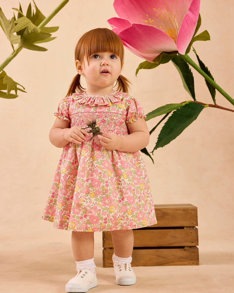 Lily Rose Dress Baby Peach Sparkle Betsy Smocked Dress