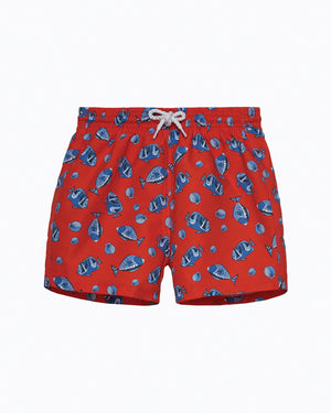 Hampton Swim Swimshorts Boys Swimshorts in Red Fish