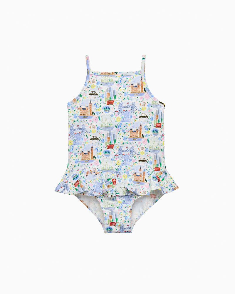 Hampton Swim Swimsuit Baby Peplum Swimsuit in London Scenes