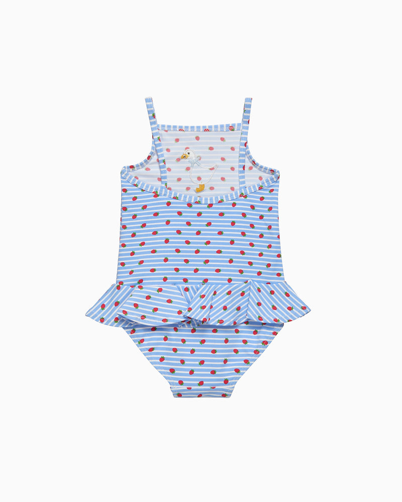 Hampton Swim Swimsuit Baby Duck Swimsuit in Blue Strawberry Stripe