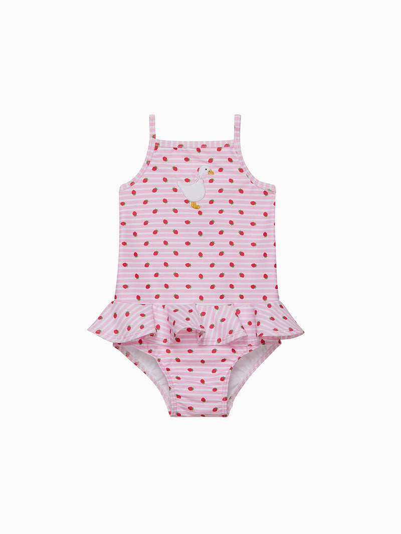 Hampton Swim Swimsuit Baby Duck Swimsuit in Pink Strawberry Stripe