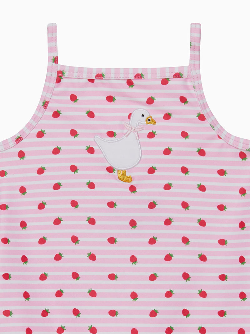 Hampton Swim Swimsuit Baby Duck Swimsuit in Pink Strawberry Stripe