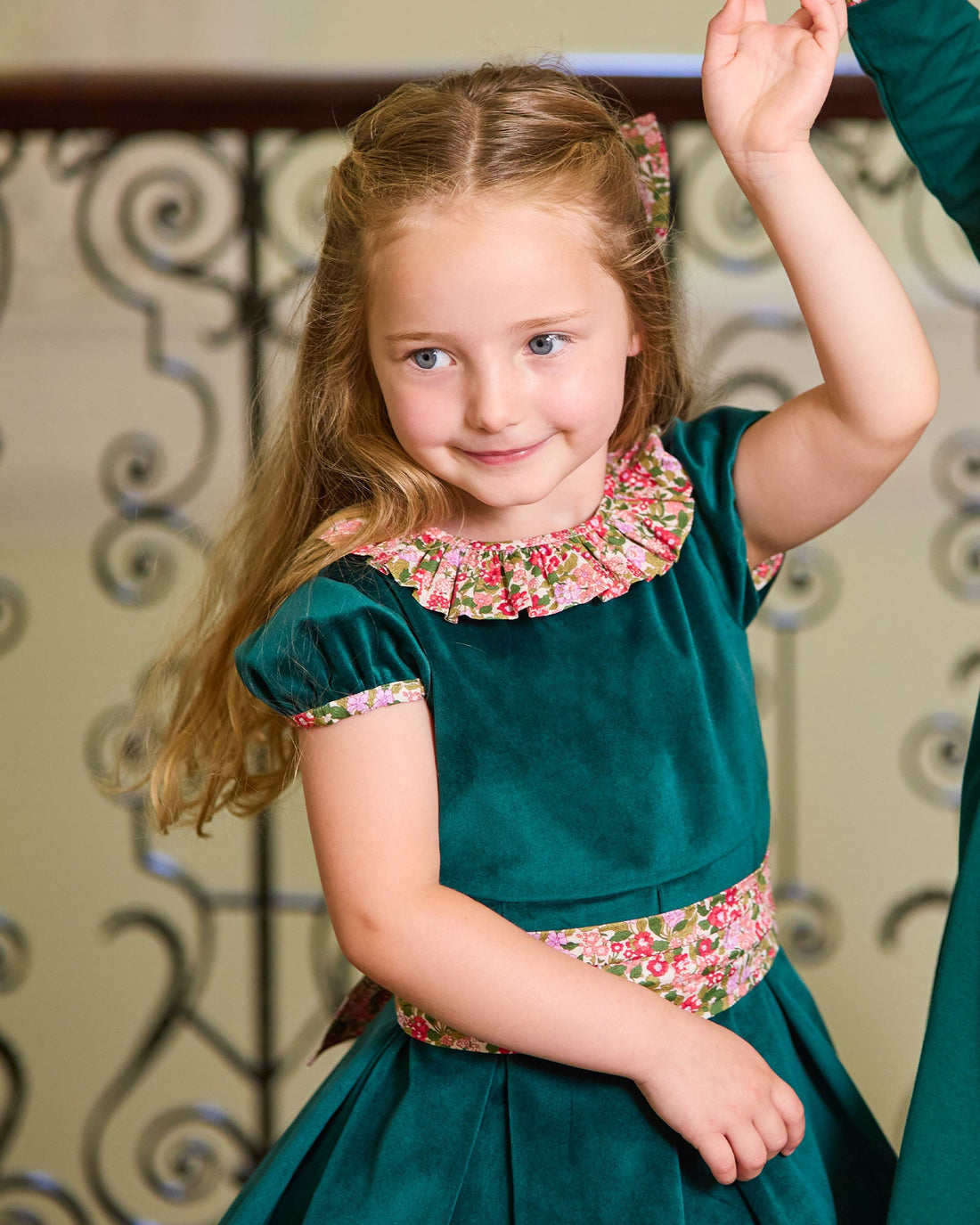 Lily Rose Gold Dress Velvet Party Dress in Red Hedgerow