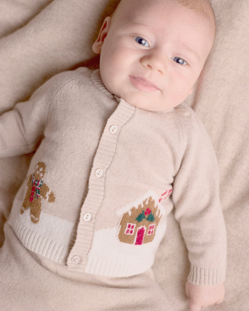 Lapinou Cardigan Baby Gingerbread Man Cardigan