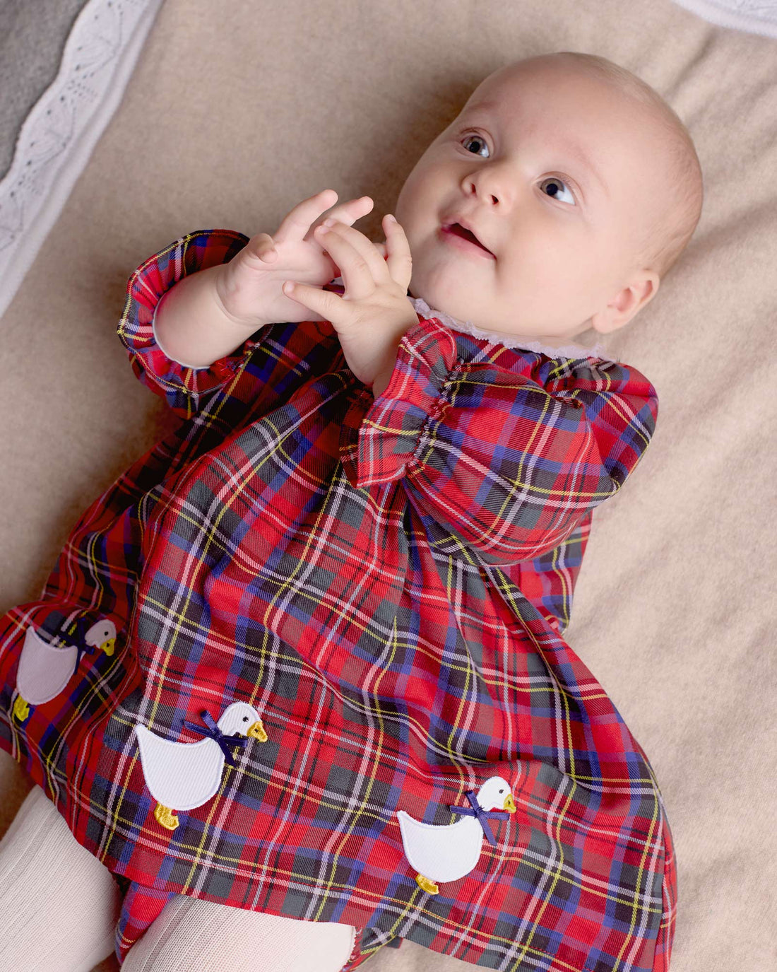 Lapinou Dress Baby Tartan Duck Dress