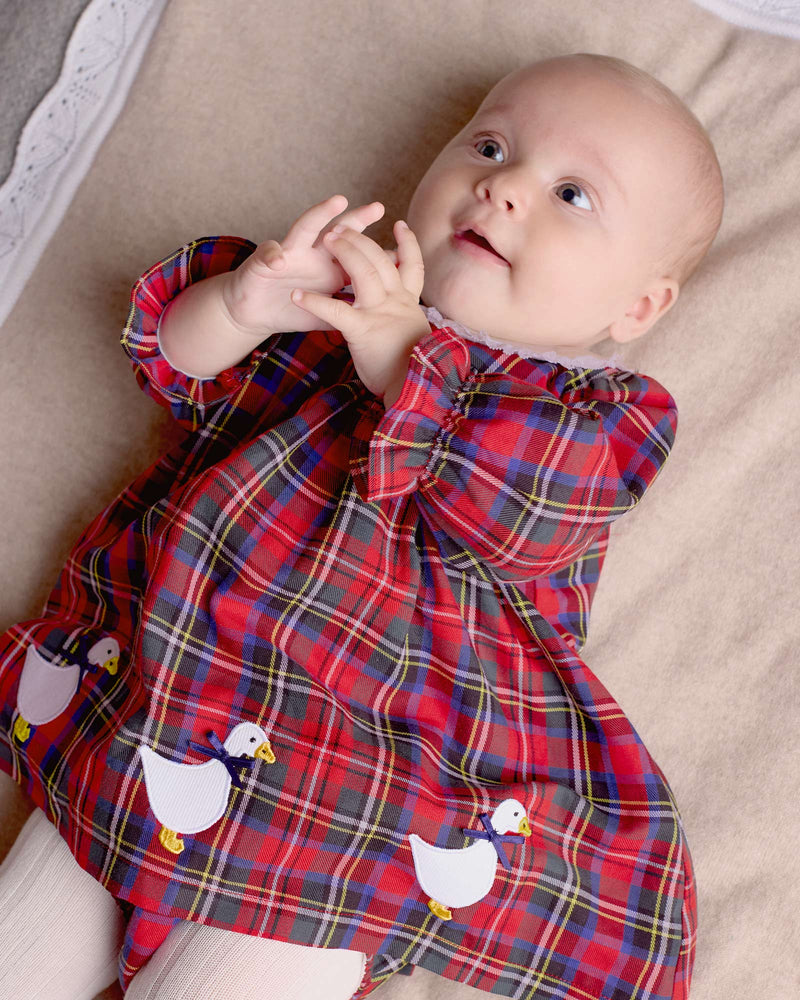 Lapinou Dress Baby Tartan Duck Dress