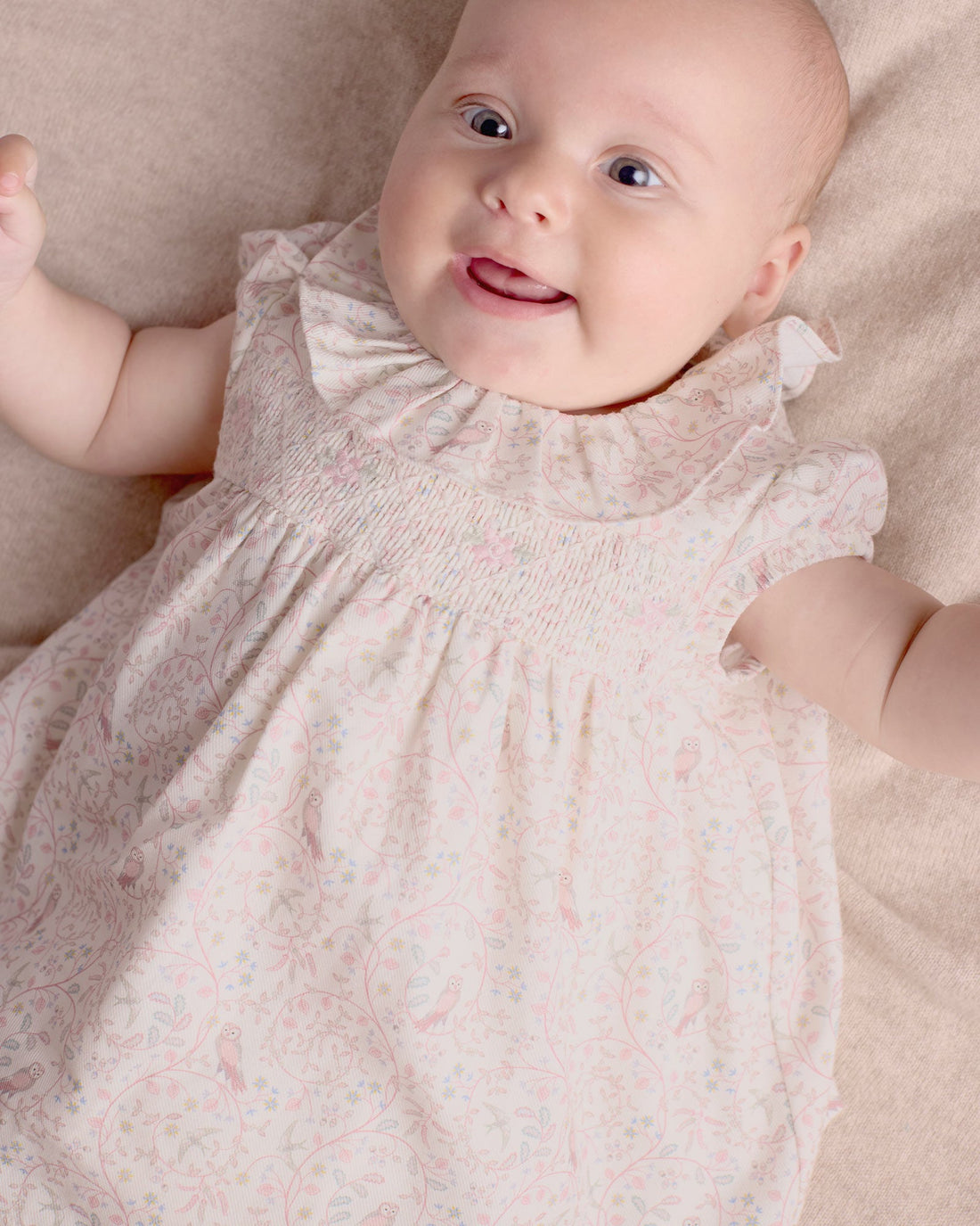Lapinou Dress Baby Owl Smocked Dress