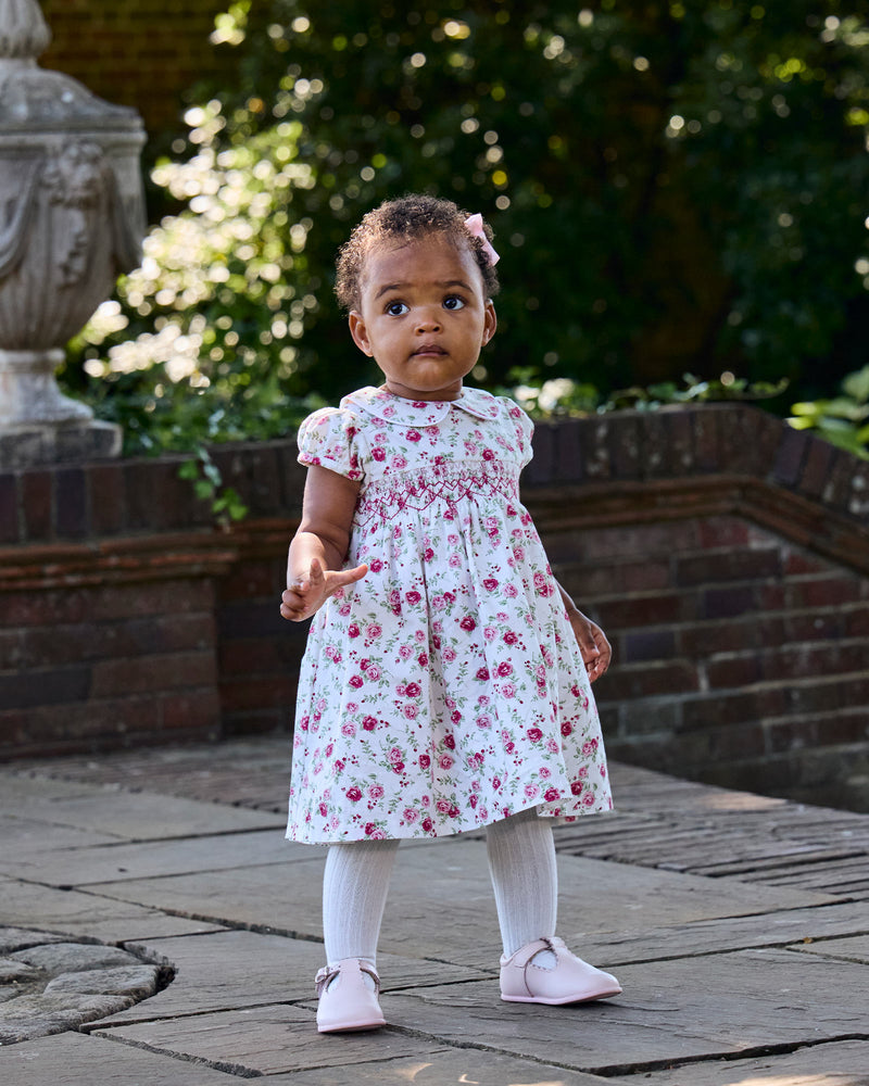 Confiture Dress Baby Arabella Rose Floral Smocked Dress in Pink