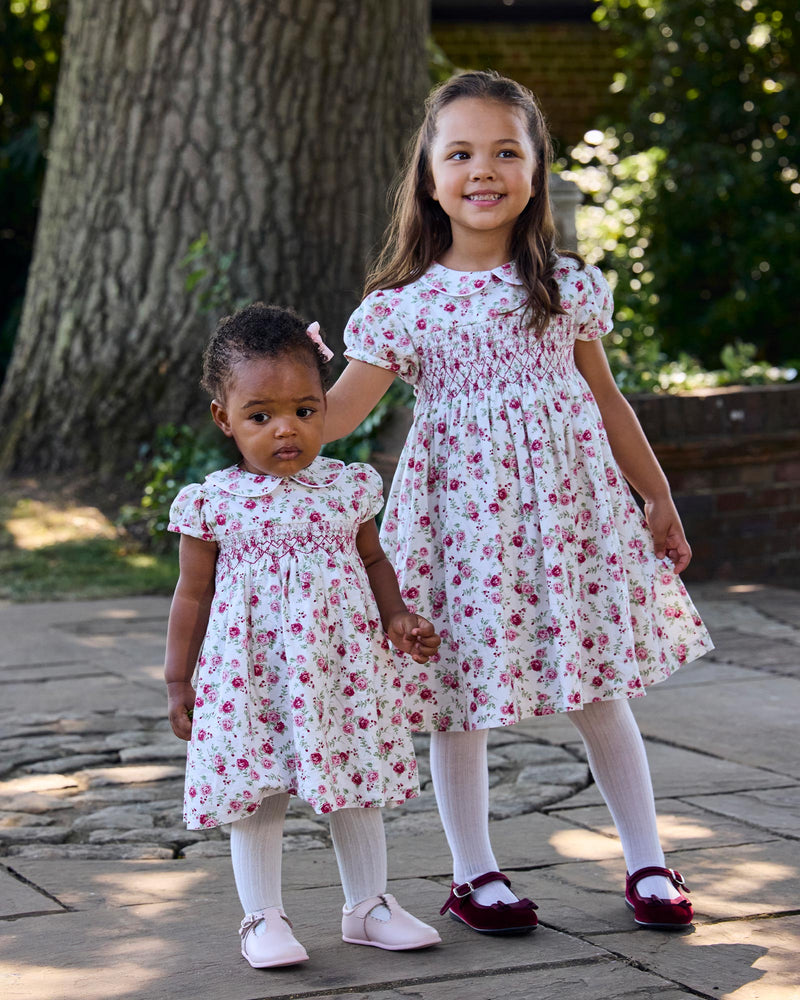 Confiture Dress Baby Arabella Rose Floral Smocked Dress in Pink