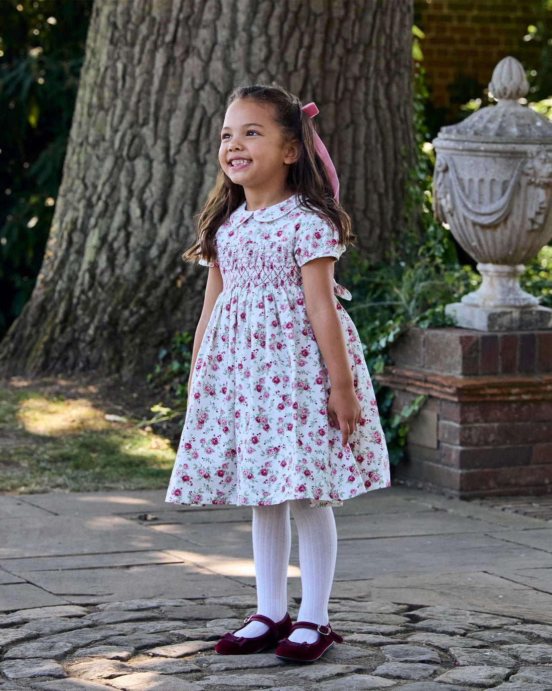 Confiture Dress Arabella Rose Floral Smocked Dress in Pink