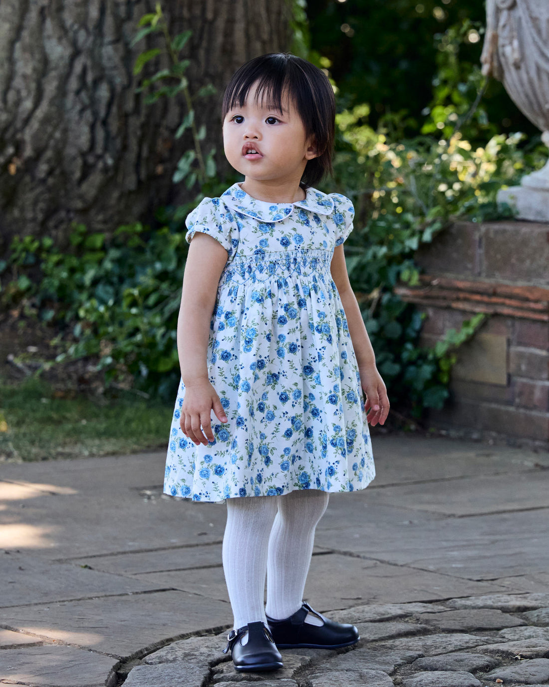 Confiture Dress Baby Arabella Rose Floral Smocked Dress in Blue