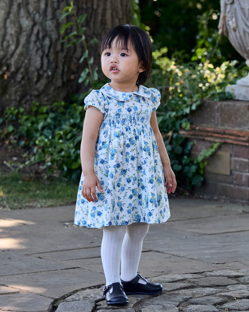 Confiture Dress Baby Arabella Rose Floral Smocked Dress in Blue