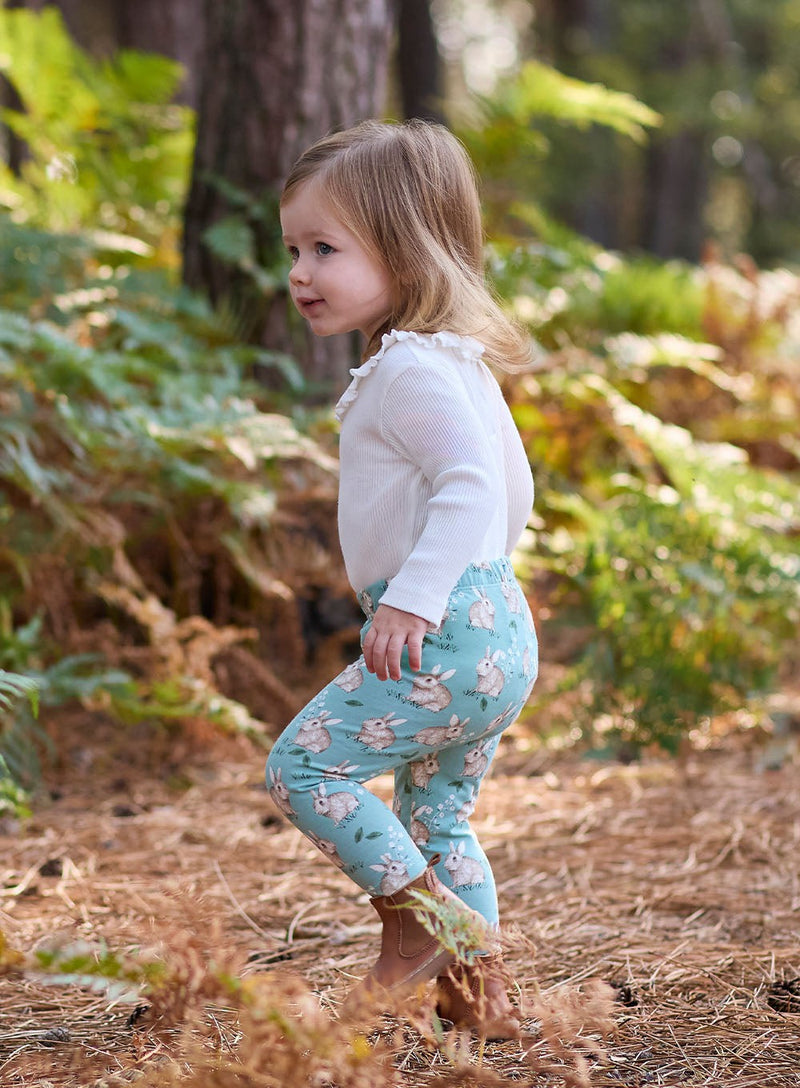 Confiture Leggings Baby Jersey Leggings in Pale Green Bunny
