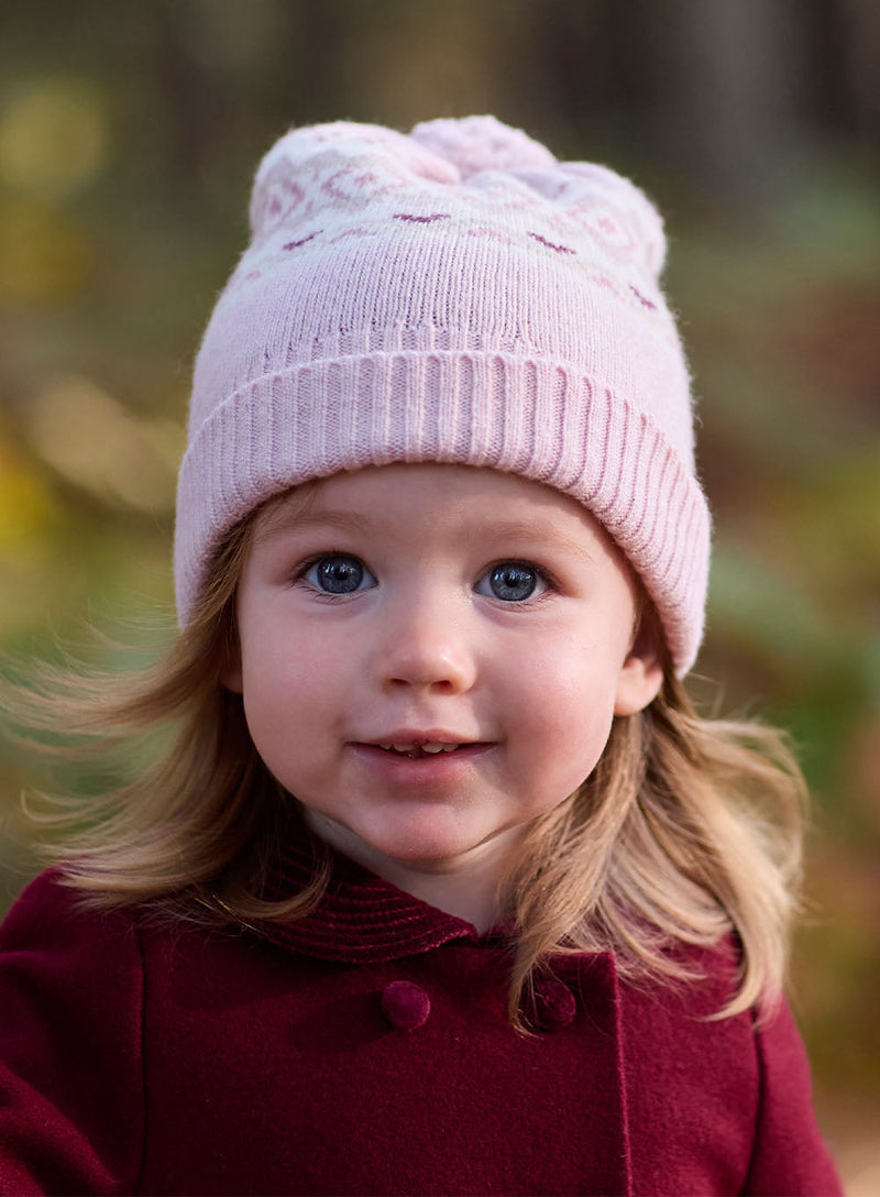 Chelsea Clothing Company Hat Baby Frankie Beanie in Pale Pink Fair Isle