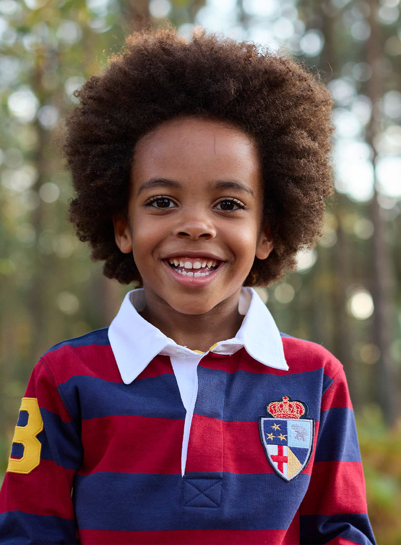 Chelsea Clothing Company Top Nicholas Rugby Shirt in Navy/Red Stripes