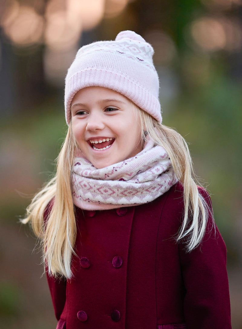 Chelsea Clothing Company Hat Frankie Beanie in Pale Pink Fair Isle