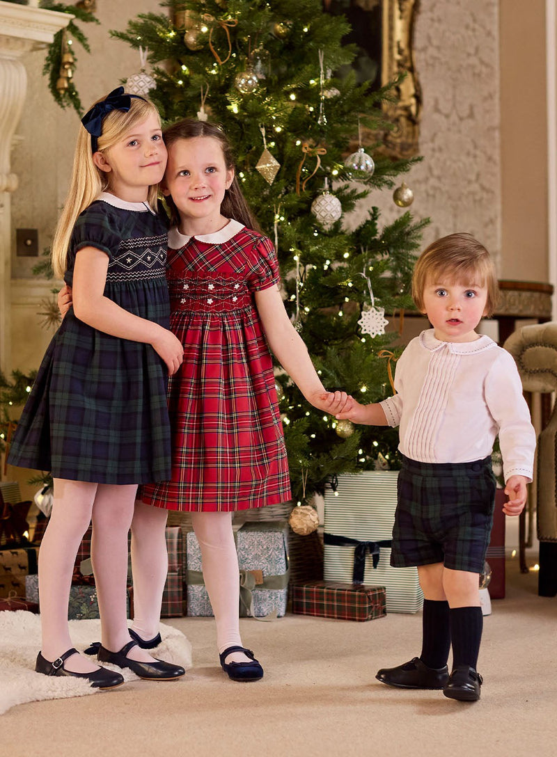 Trotters Heritage Set The Rupert Set in White/Navy Tartan
