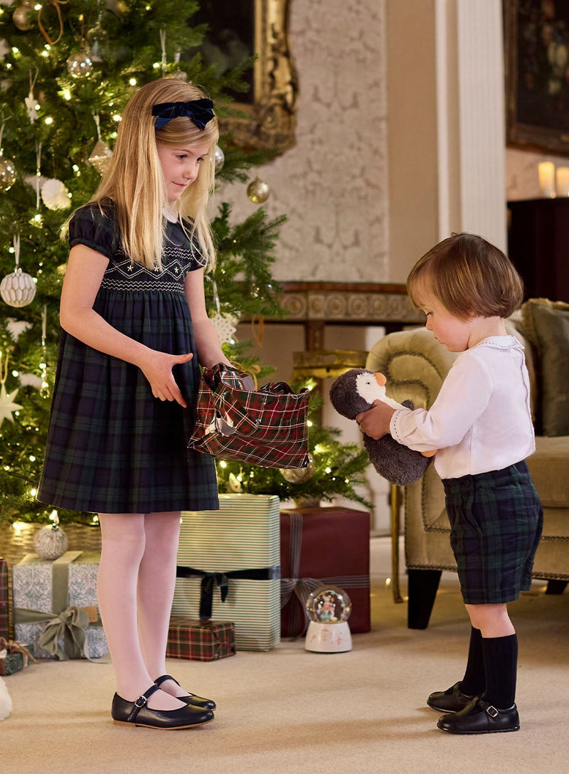Trotters Heritage Set The Rupert Set in White/Navy Tartan