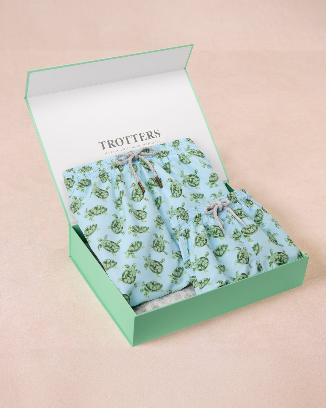 Trotters Childrenswear Gift Set Daddy & Me Baby - Blue Turtle Swimshorts Gift Set