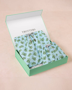 Trotters Childrenswear Gift Set Daddy & Me Baby - Blue Turtle Swimshorts Gift Set