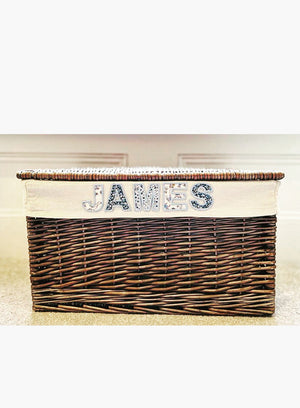 Bespoke Baskets Homeware Bespoke Baskets Small Personalised Letters Toy Box in Blue Theo