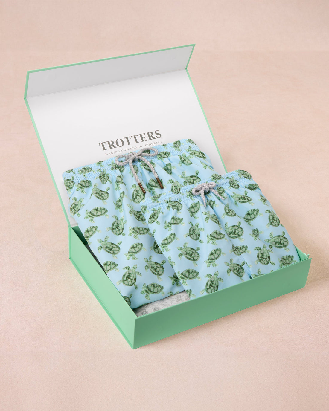 Trotters Childrenswear Gift Set Daddy & Me Boys - Blue Turtle Swimshorts Gift Set