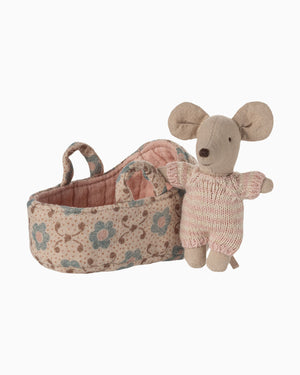 Maileg Toy Maileg Carry Cot Baby Mouse Rose