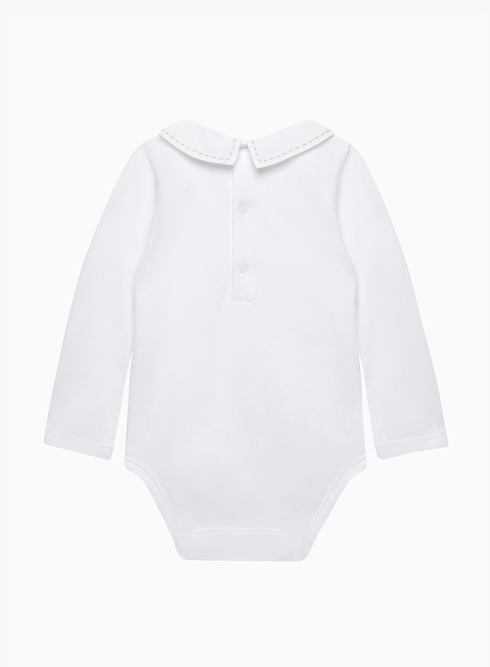 Chelsea Clothing Company Body Baby Long Sleeved Monty Stitched Body in White/Oatmeal